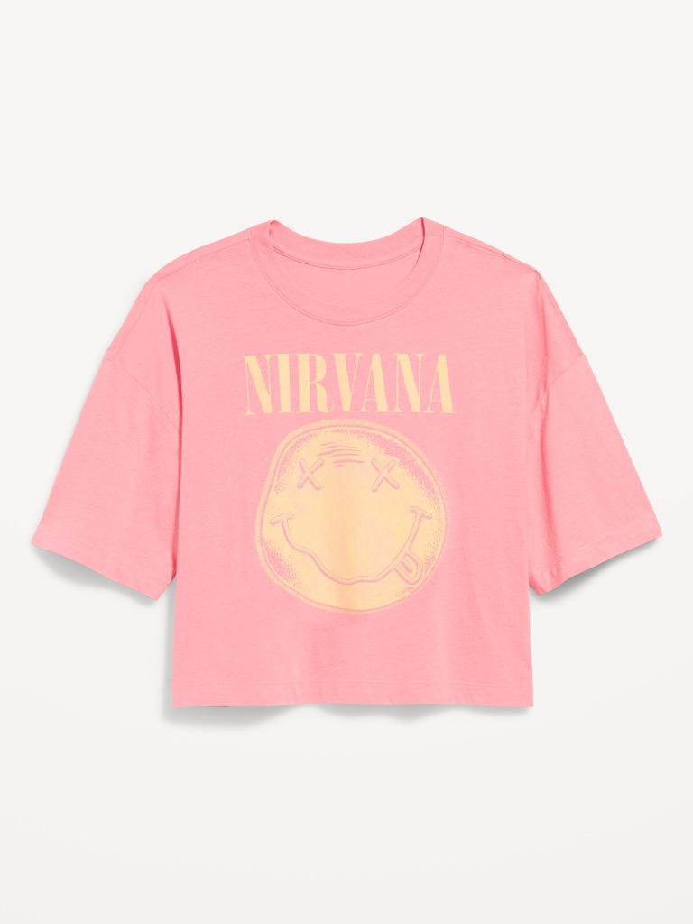 Crew-Neck Oversized Crop Graphic T-Shirt