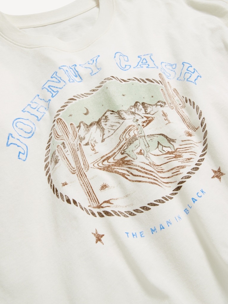 Crew-Neck Oversized Crop Graphic T-Shirt