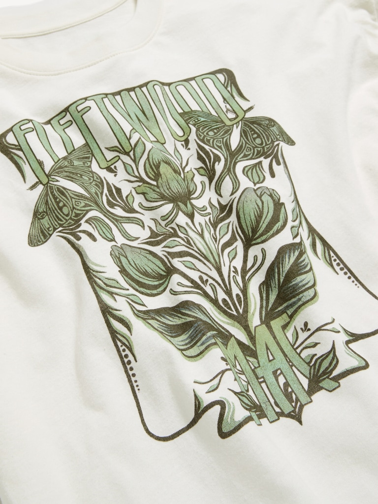 Crew-Neck Oversized Crop Graphic T-Shirt