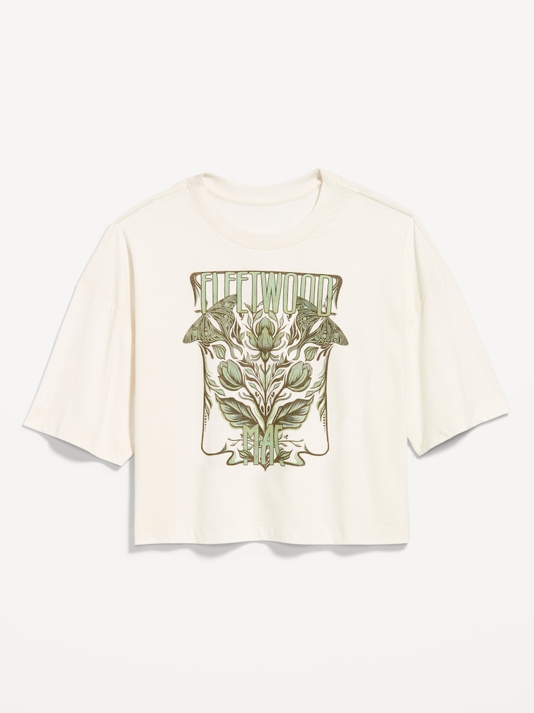 Crew-Neck Oversized Crop Graphic T-Shirt