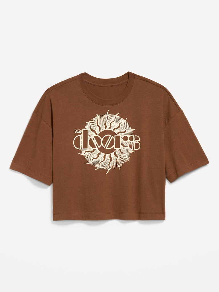 Crew-Neck Oversized Crop Graphic T-Shirt