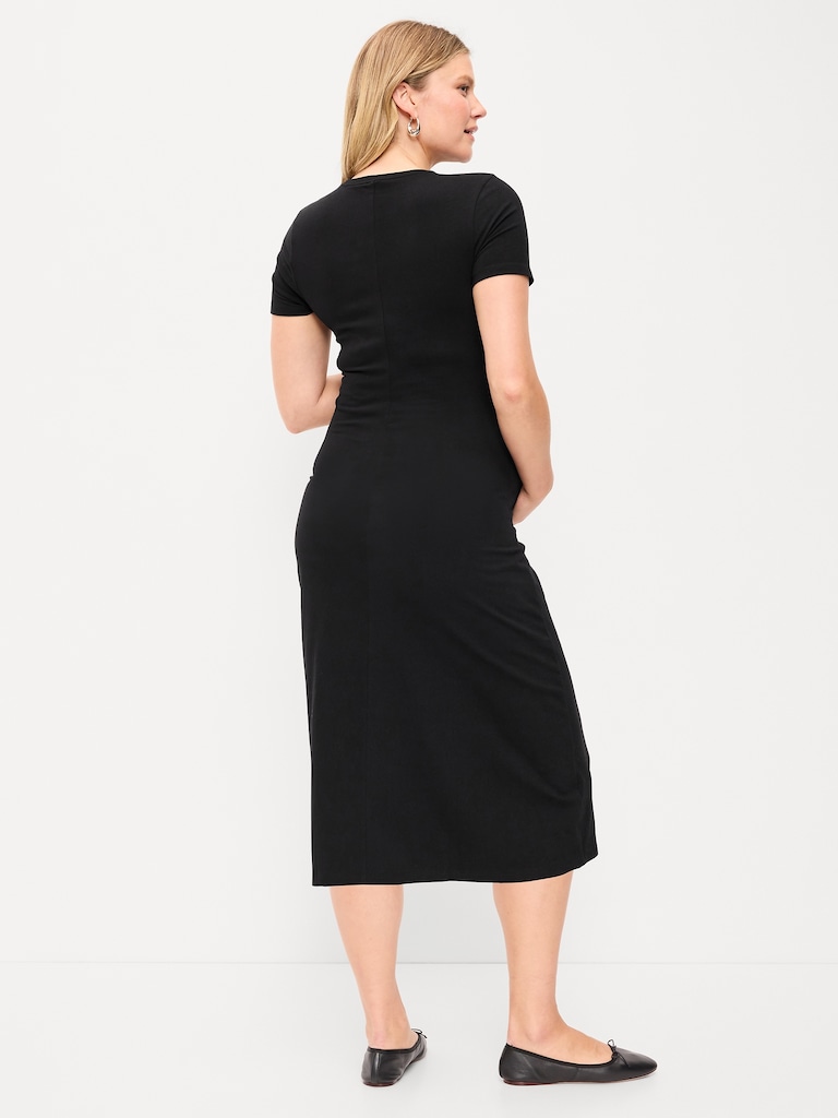 Maternity Short-Sleeve Ruched Dress
