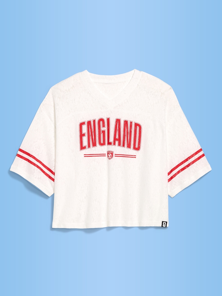 FIFA World Cup 26™ England Boxy Lace V-Neck T-Shirt for Women