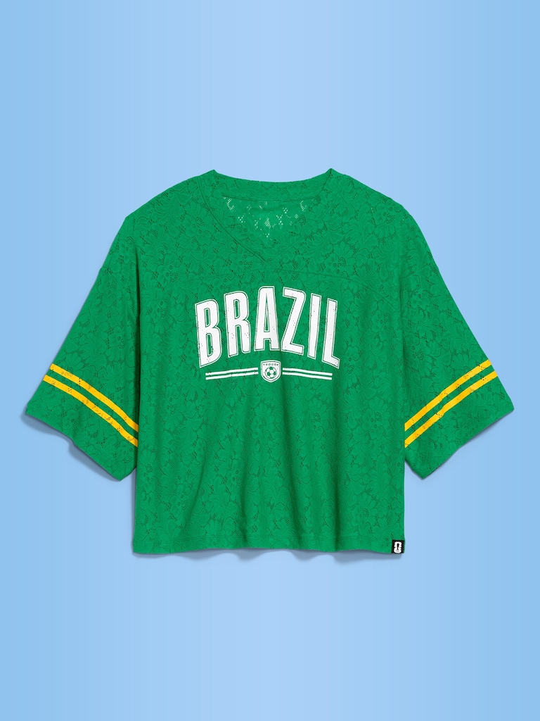 FIFA World Cup 26™ Brazil Boxy Lace V-Neck T-Shirt for Women
