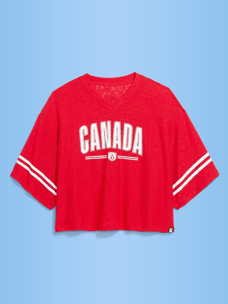 FIFA World Cup 26™ Canada Boxy Lace V-Neck T-Shirt for Women