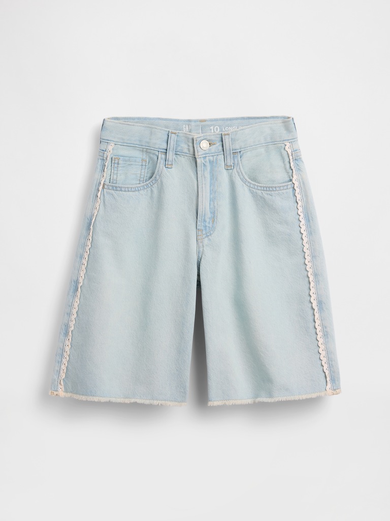 Kids Low Rise Longline Denim Shorts