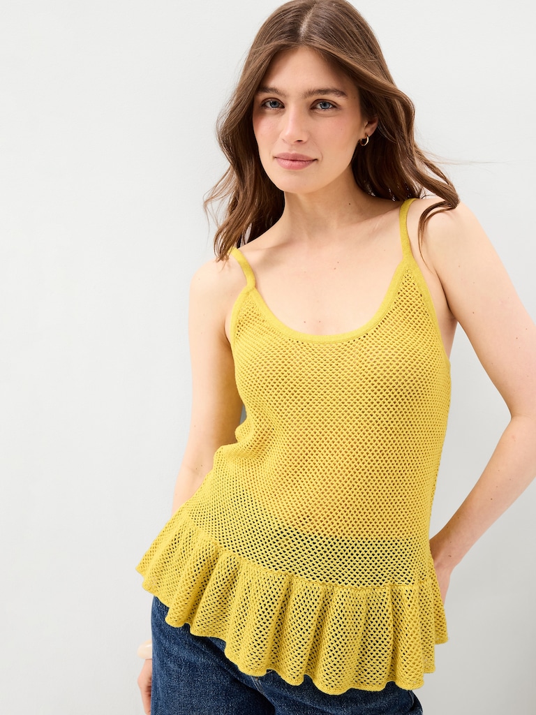 Metallic Peplum Tank Top