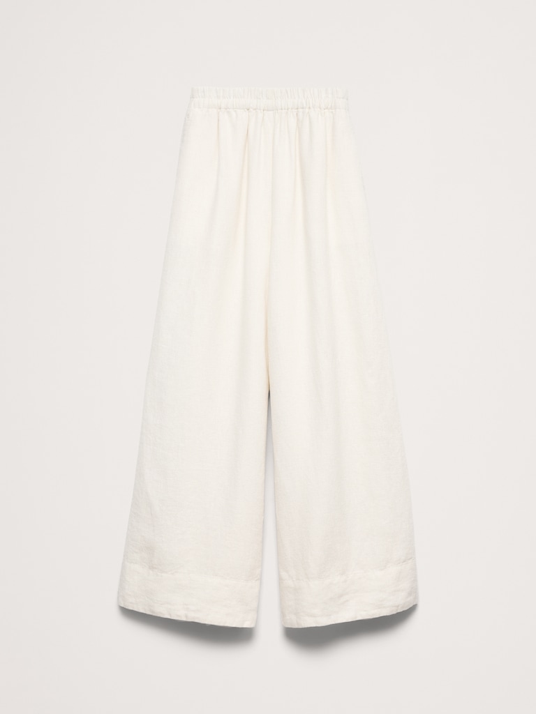 High-Rise Wide-Leg Linen Pull-On Ankle Pant