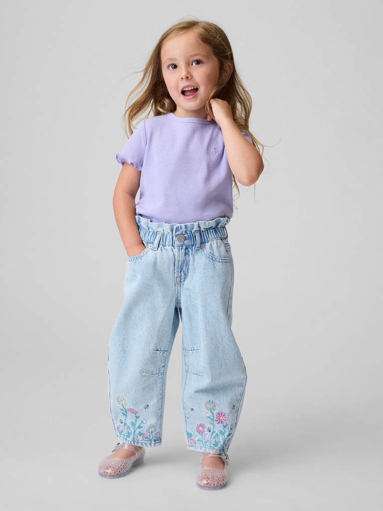 Baby & Toddler Floral Horseshoe Jeans