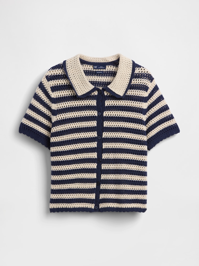 Crochet Relaxed Sweater Shirt