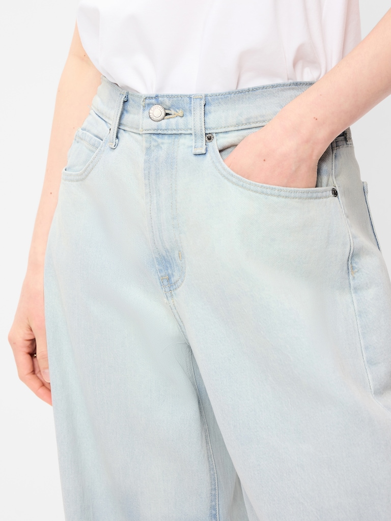 High-Waisted Rounded Wide-Leg Barrel Jeans