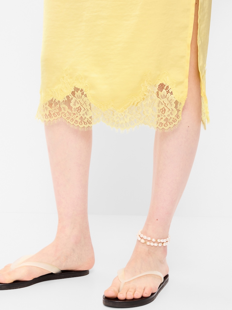 Lace Slip Midi Skirt