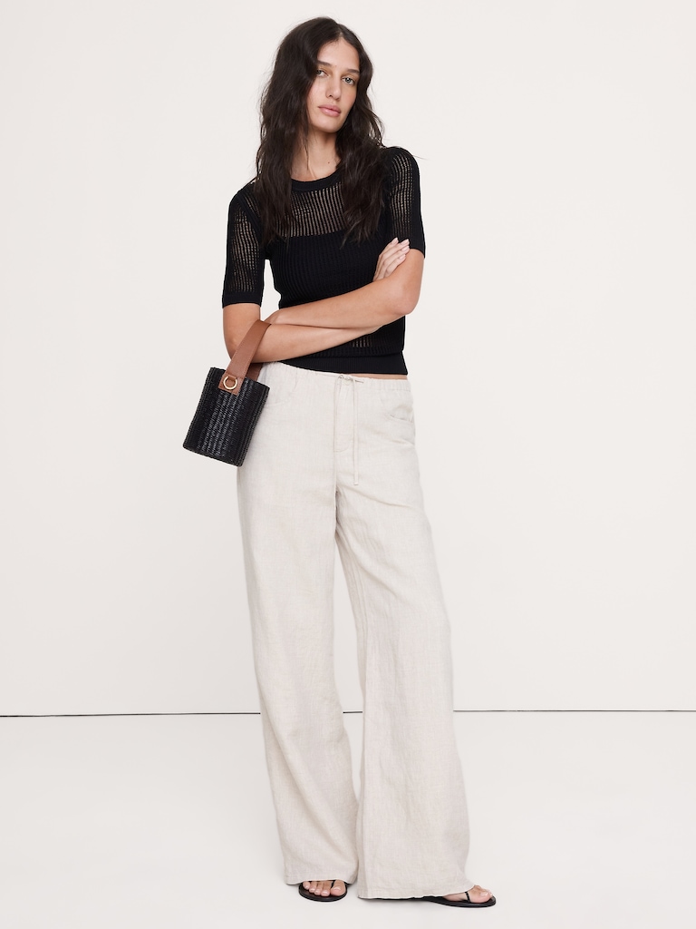 The Studio Wide-Leg Drawstring Pant in Linen