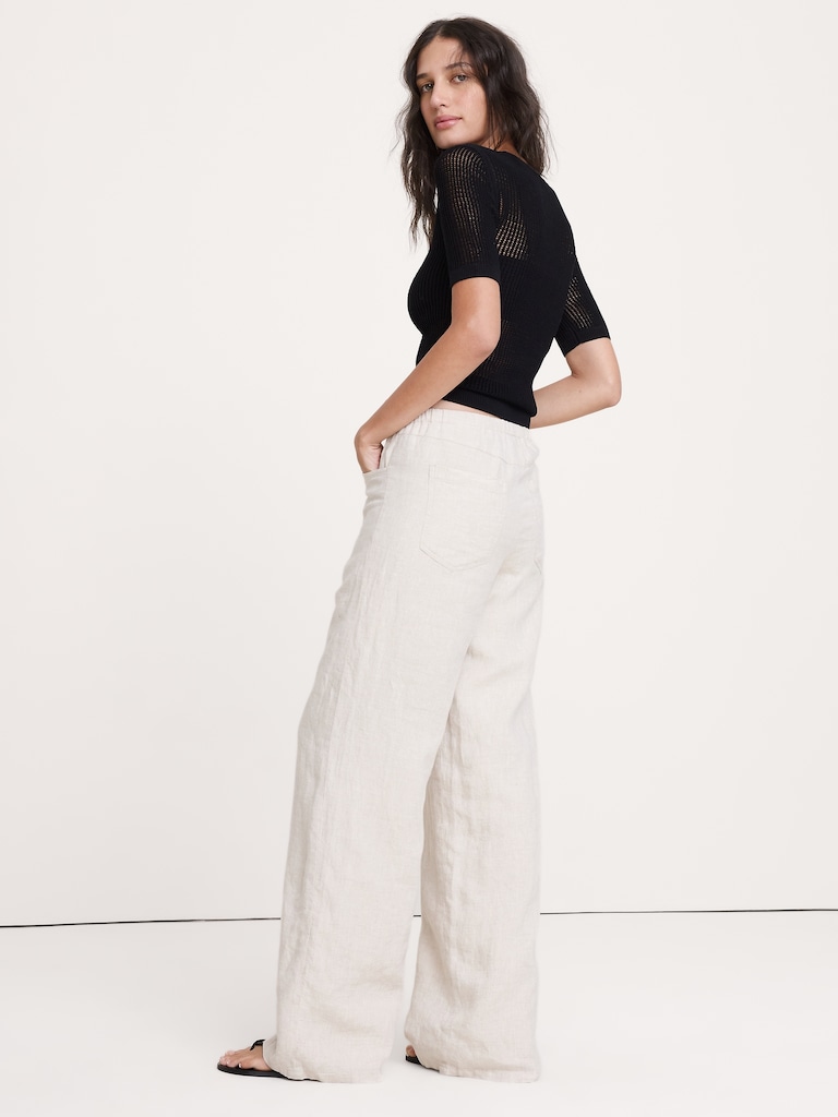 The Studio Wide-Leg Drawstring Pant in Linen