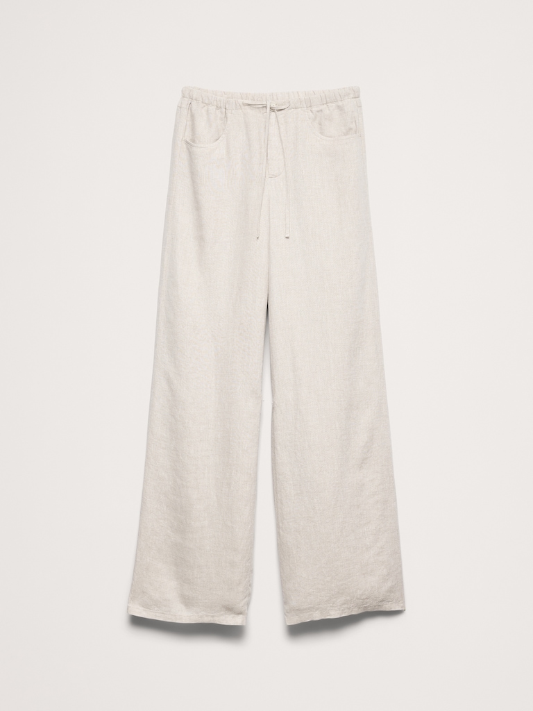 The Studio Wide-Leg Drawstring Pant in Linen