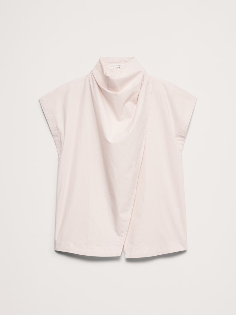 Cotton Poplin Cowl Neck Tunic