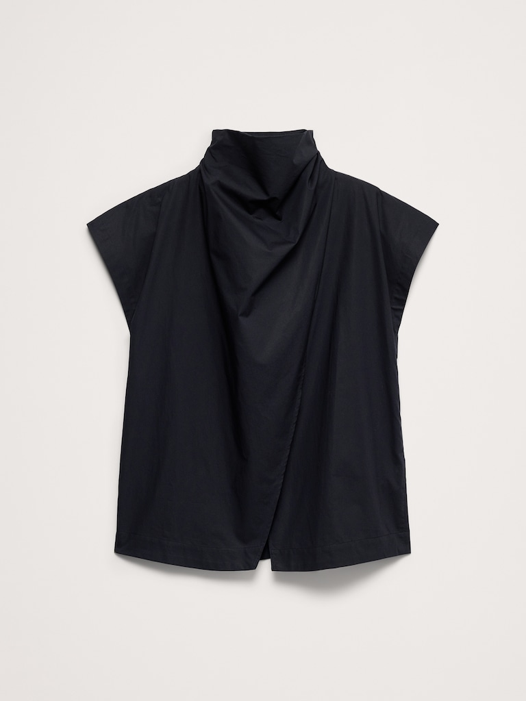 Cotton Poplin Cowl Neck Tunic