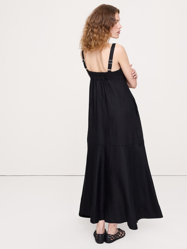 Linen Empire-Waist Maxi Dress