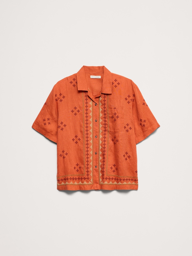 Embroidered Linen Resort Shirt