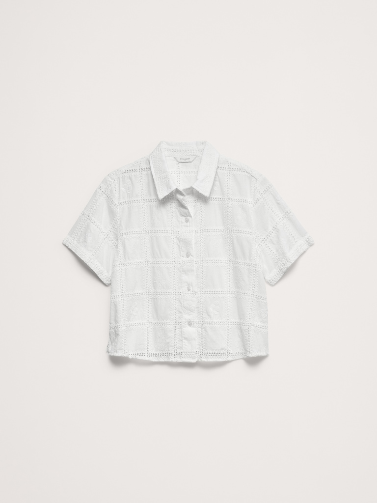 The Boxy Crop Shirt in Embroidered Cotton