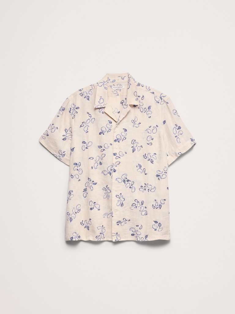 Standard-Fit Embroidered Linen Resort Shirt