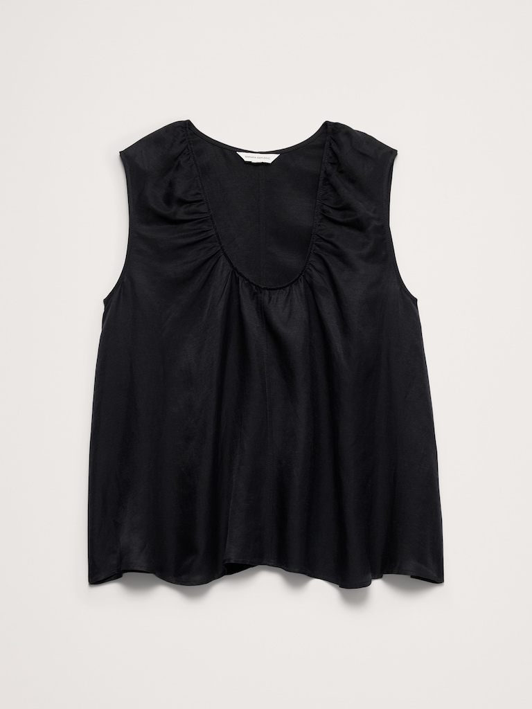 Viscose-Linen Scoop-Neck Tank