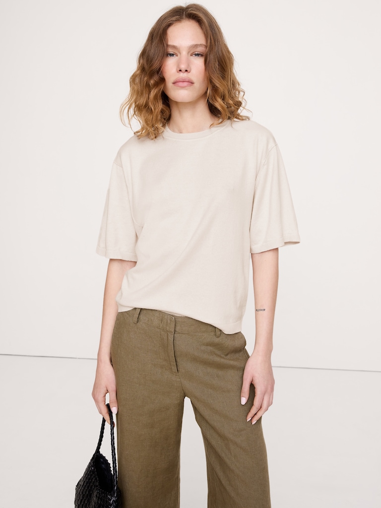 Larkspur Cotton-Silk Sweater Tee
