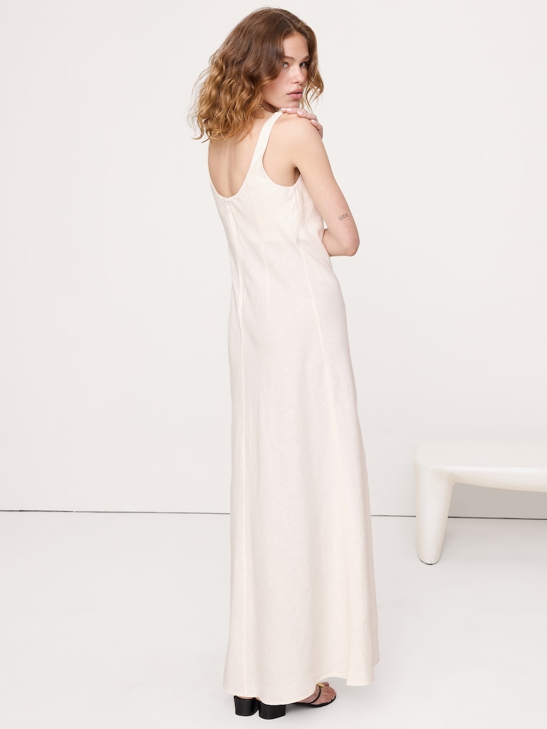 Linen Bias-Cut Maxi Dress
