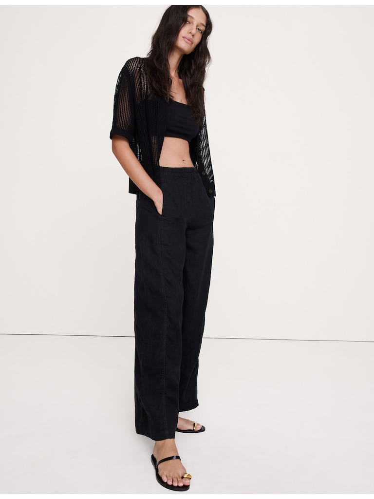 Mid-Rise Relaxed Painter Pull-On Pant in Linen