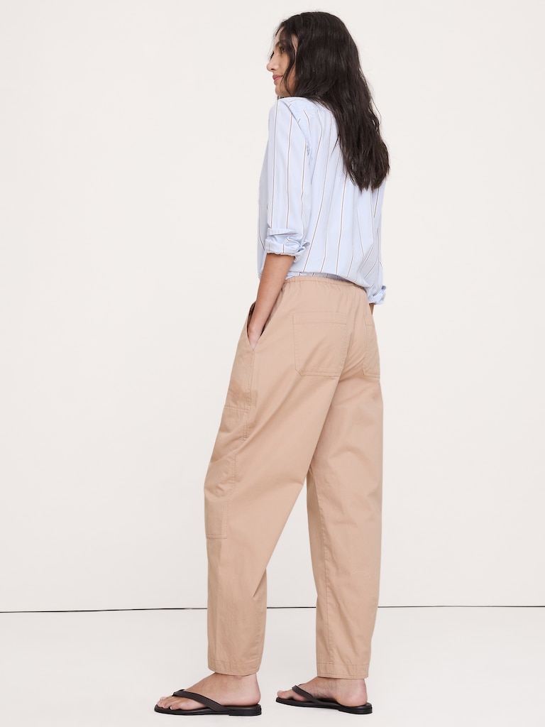 Cotton Poplin Barrel Pull-On Pant