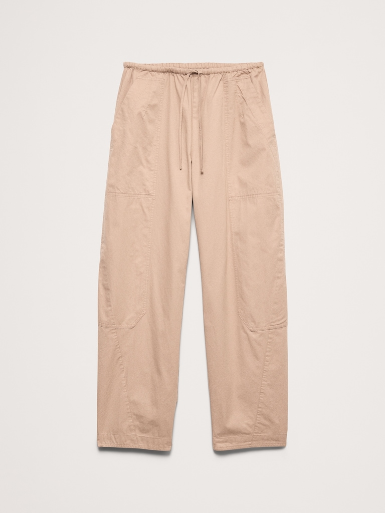 Cotton Poplin Barrel Pull-On Pant