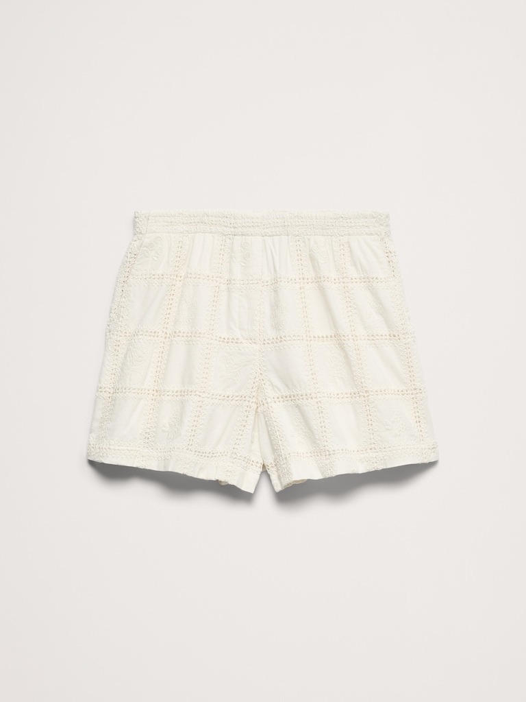 Embroidered Cotton 4" Pull-On Short