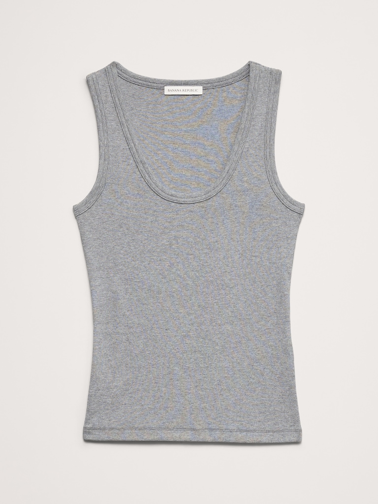 Ribbed Scoop-Neck Tank