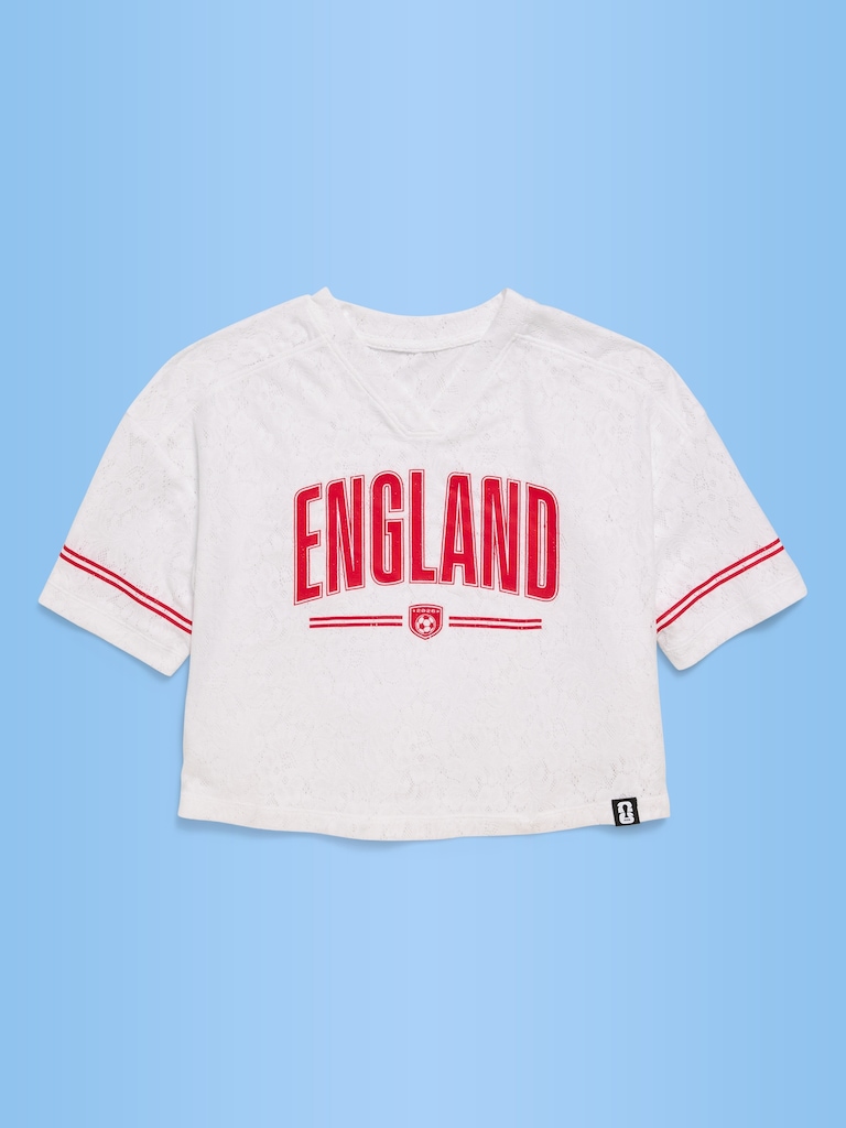 FIFA World Cup 26™ England Boxy Lace V-Neck T-Shirt for Girls