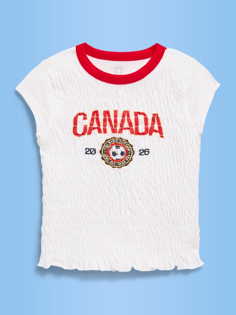 FIFA World Cup 26™ Canada Smocked Graphic T-Shirt for Girls