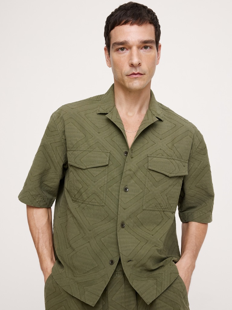 Relaxed-Fit Cotton Jacquard Resort Shirt