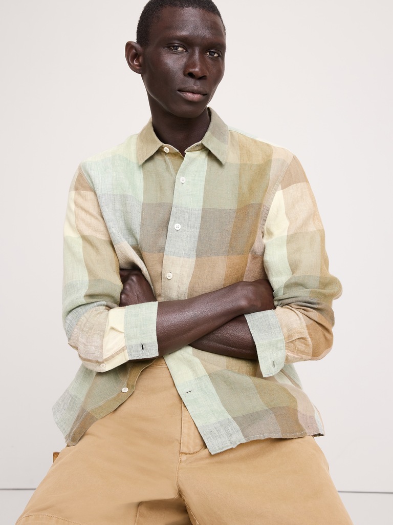 Archive Reissue Standard-Fit Plaid Linen Shirt