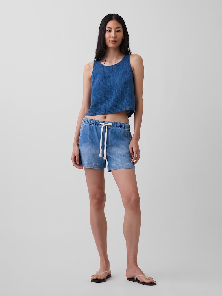 Cotton Gauze Denim Shell Tank Top