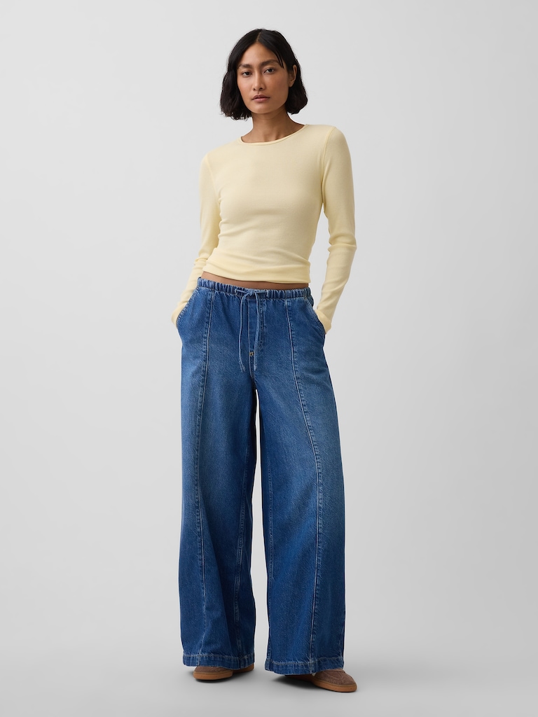 Mid Rise UltraSoft Easy Seamed Baggy Jeans