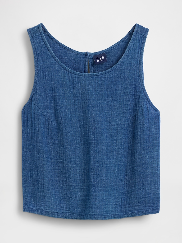 Cotton Gauze Denim Shell Tank Top