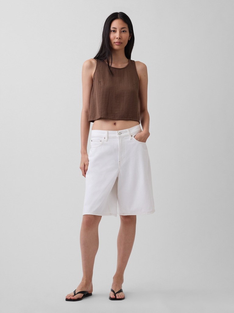 Cotton Gauze Racer Shell Tank Top