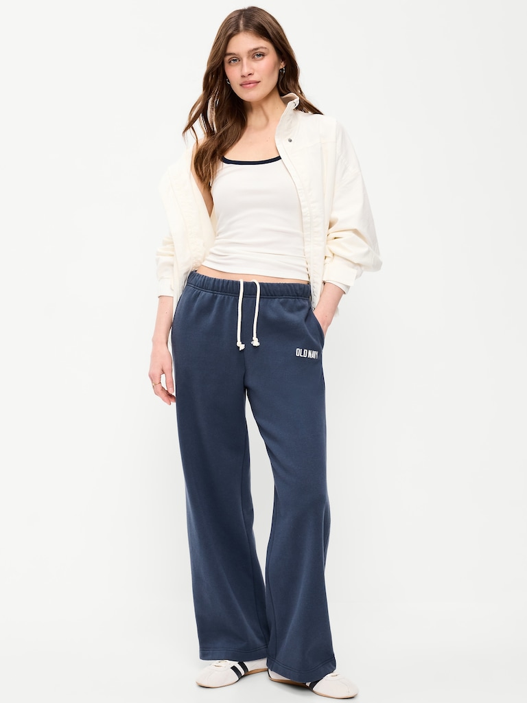 High-Waisted Fleece Wide-Leg Sweatpants
