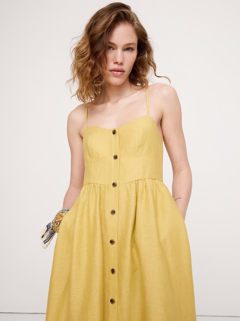 Linen Corset Button-Down Dress