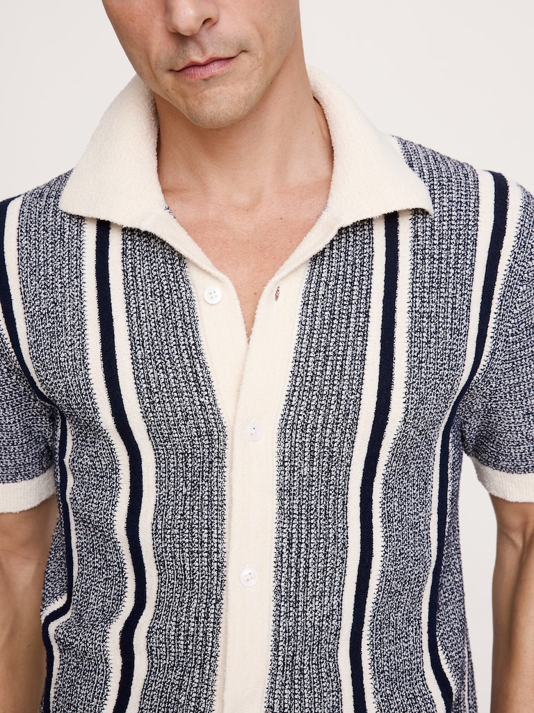 Bouclé Stripe Sweater Polo