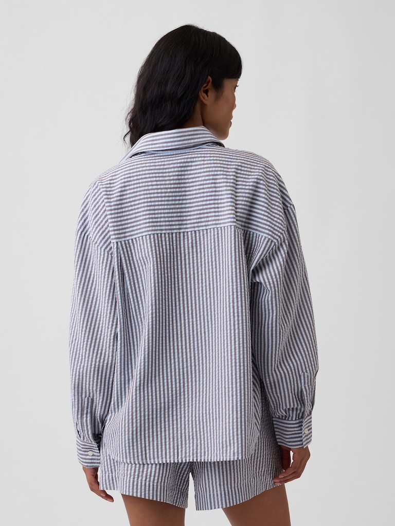 Oversized Shirt in Seersucker
