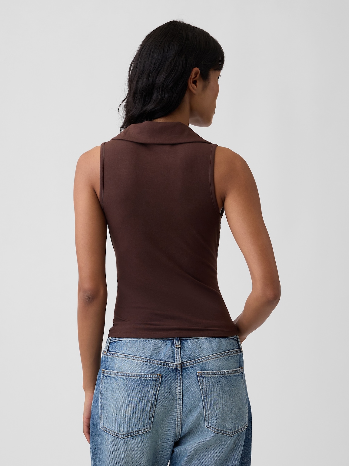 Sleeveless Scoopneck Polo Shirt