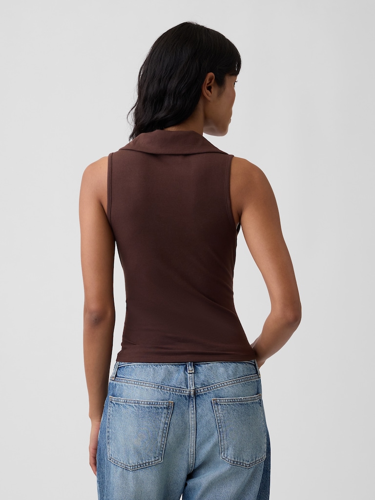 Sleeveless Scoopneck Polo Shirt