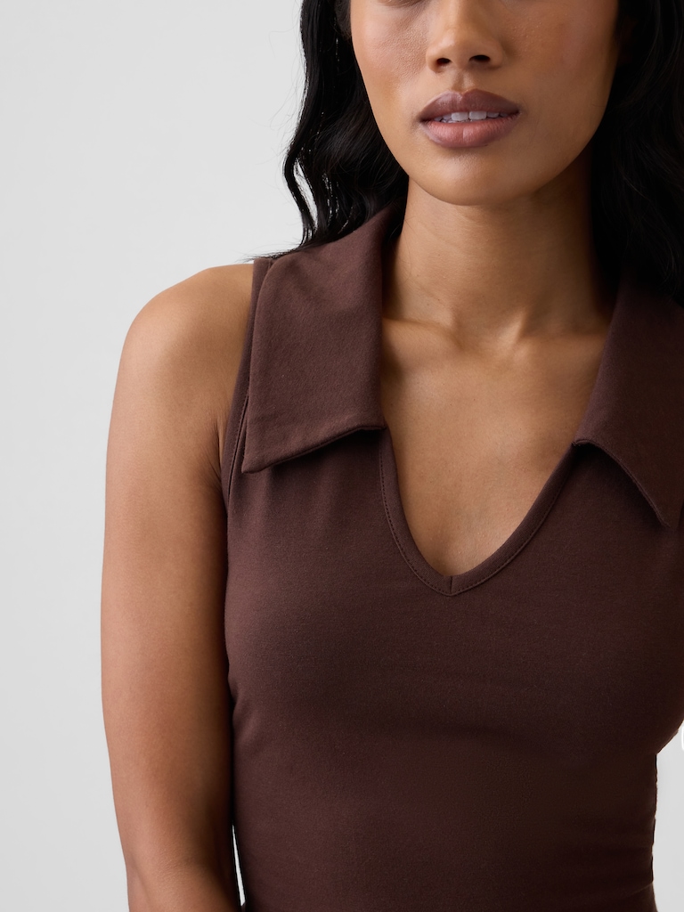 Sleeveless Scoopneck Polo Shirt