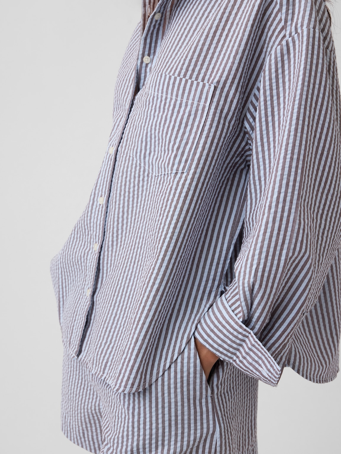 Oversized Shirt in Seersucker