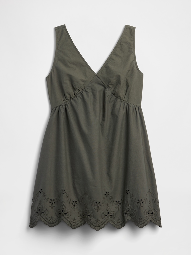 Eyelet V-Neck Mini Dress